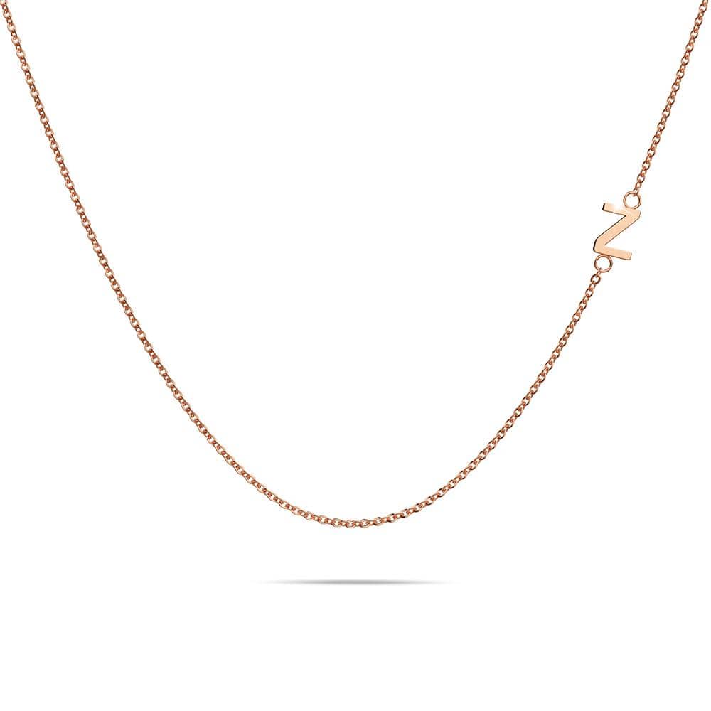 Sparkling Alphabet Initials Titanium Steel Necklace in Rose Gold - 102