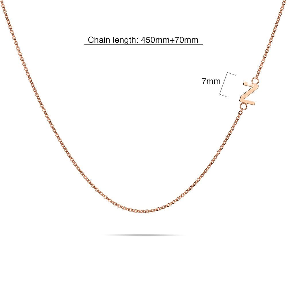 Sparkling Alphabet Initials Titanium Steel Necklace in Rose Gold - 104