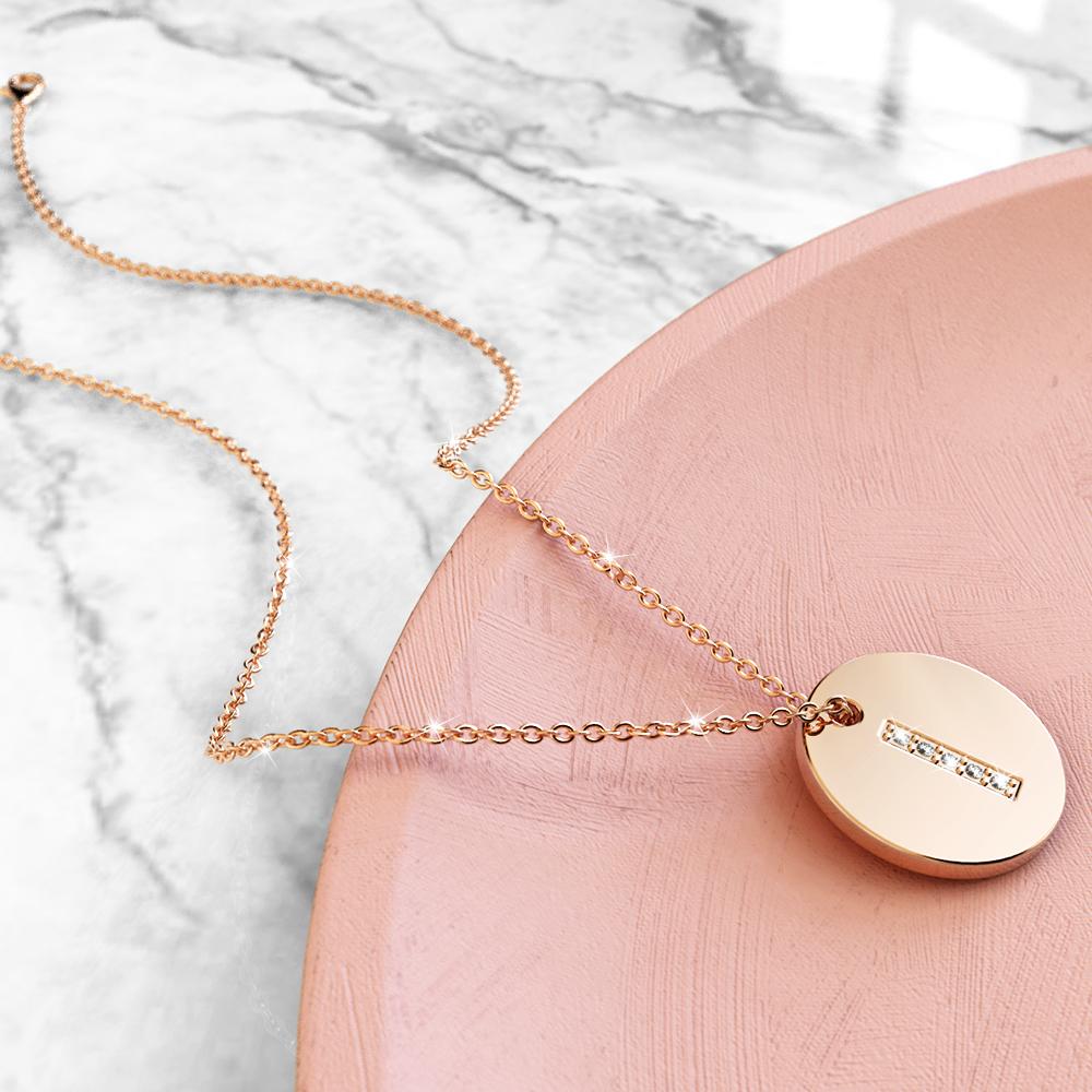Initials Fabulous Alphabet Letter Necklace Rose Gold Layered Steel Jewellery - 37