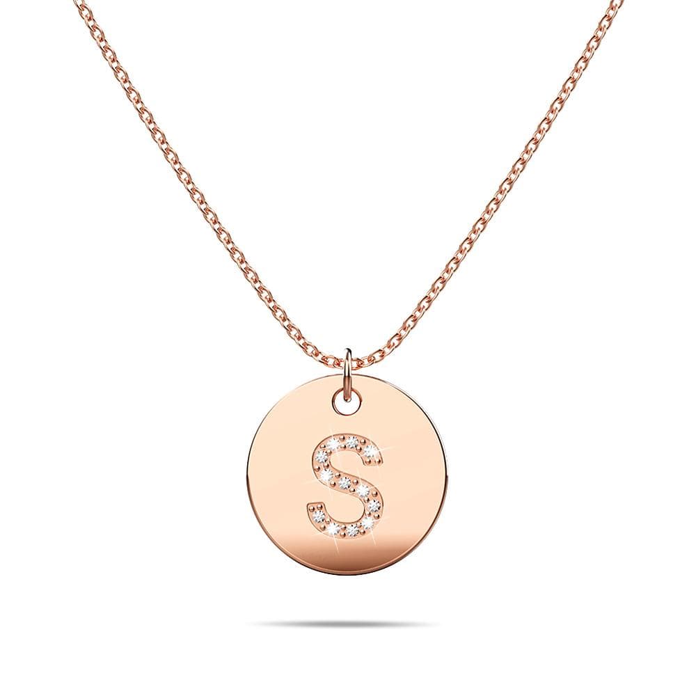 Initials Fabulous Alphabet Letter Necklace Rose Gold Layered Steel Jewellery - 74