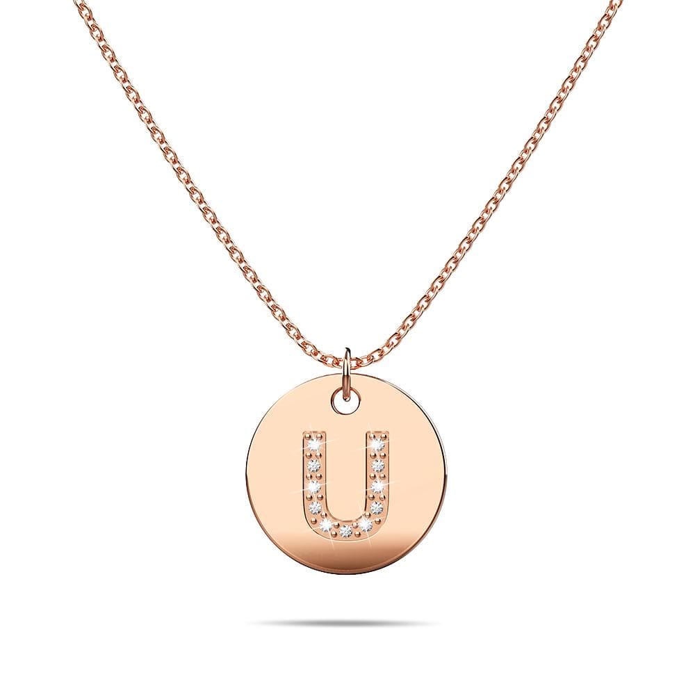 Initials Fabulous Alphabet Letter Necklace Rose Gold Layered Steel Jewellery - 82