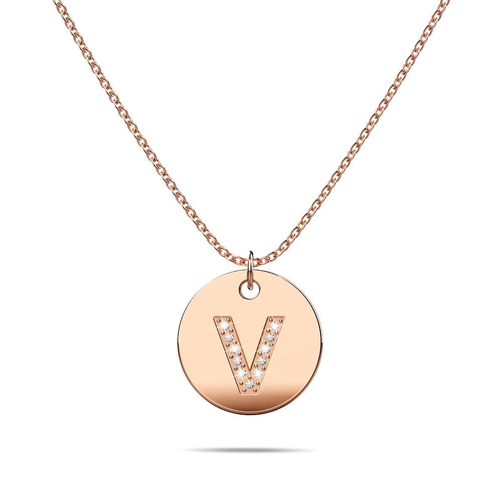 Initials Fabulous Alphabet Letter Necklace Rose Gold Layered Steel Jewellery - 86