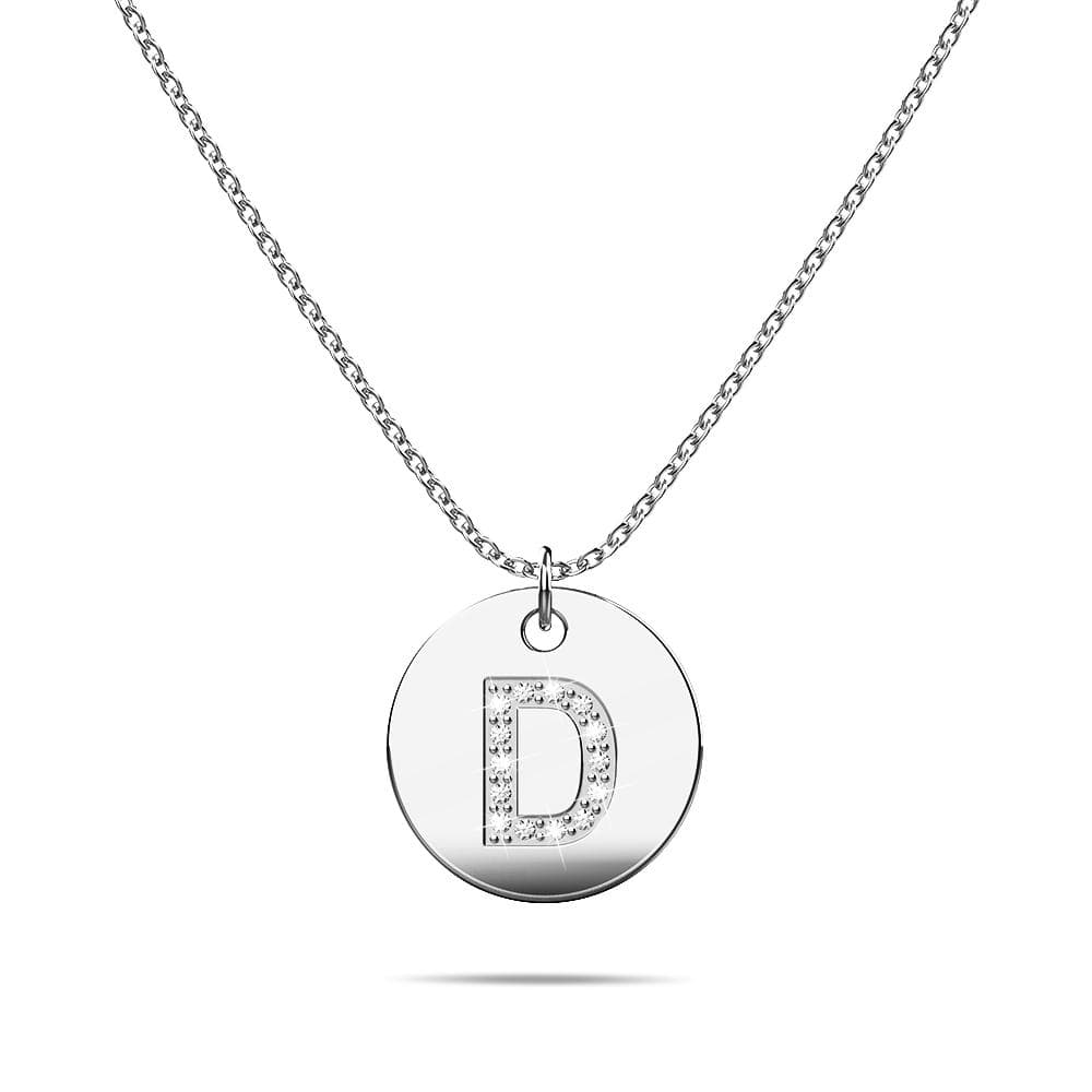 Initials Fabulous Alphabet Letter Necklace White Gold Layered Steel Jewellery - 14