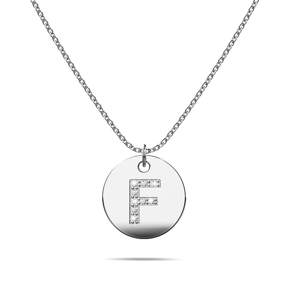 Initials Fabulous Alphabet Letter Necklace White Gold Layered Steel Jewellery - 22