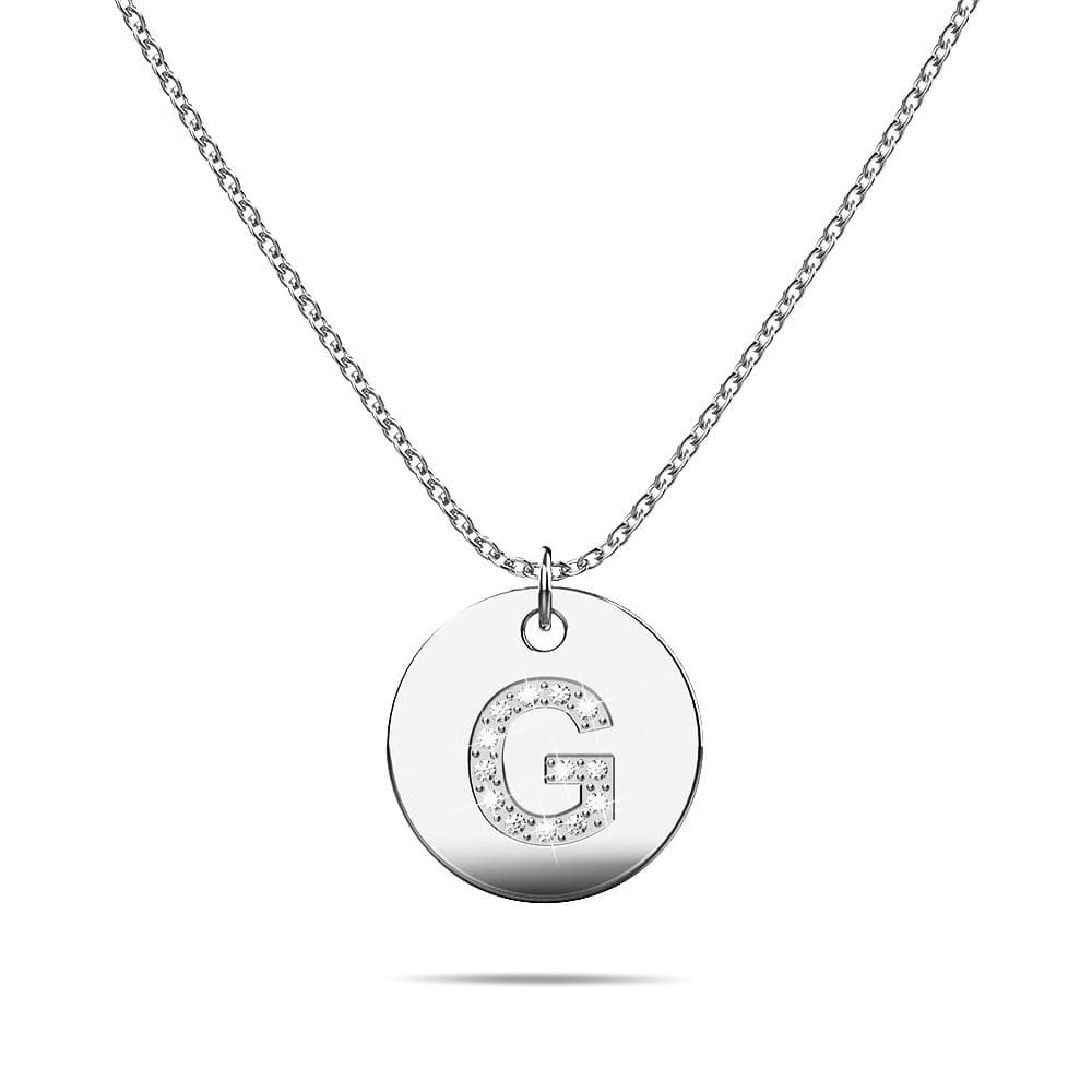 Initials Fabulous Alphabet Letter Necklace White Gold Layered Steel Jewellery - 26