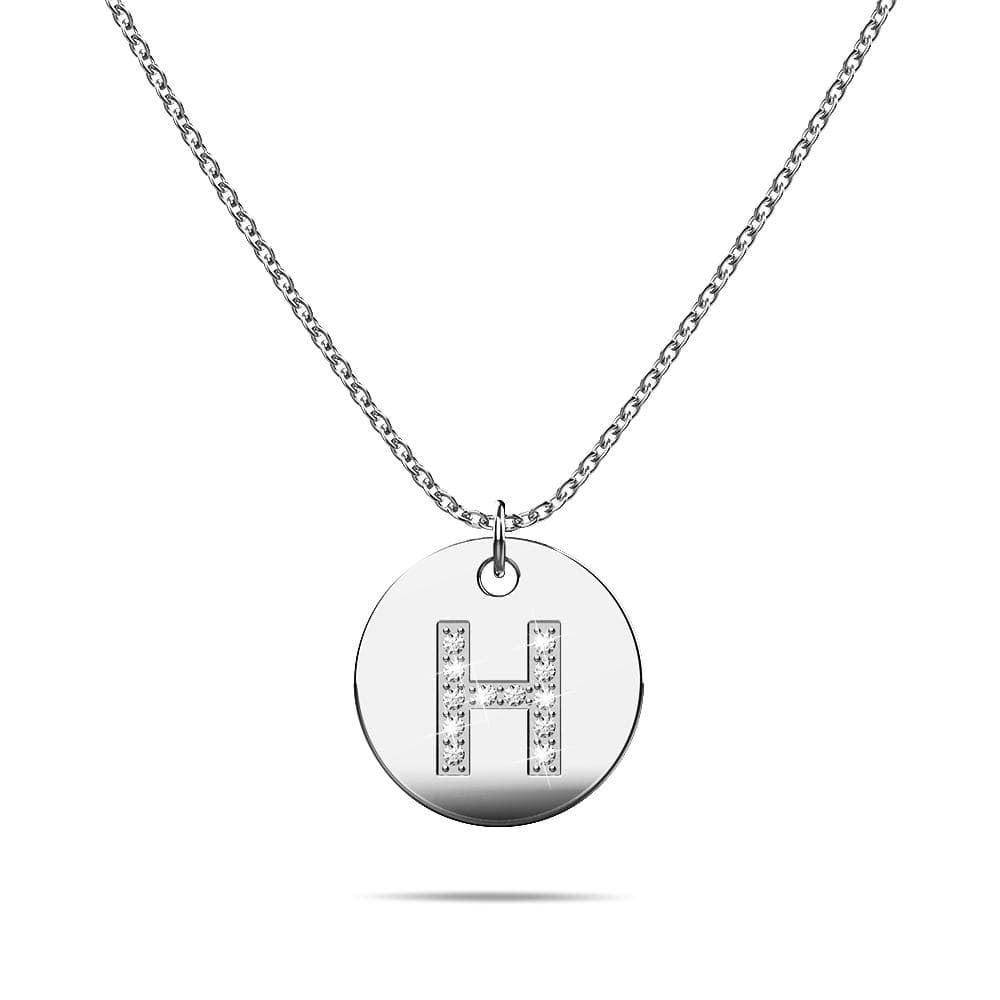 Initials Fabulous Alphabet Letter Necklace White Gold Layered Steel Jewellery - 30