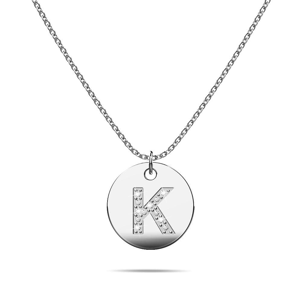 Initials Fabulous Alphabet Letter Necklace White Gold Layered Steel Jewellery - 42