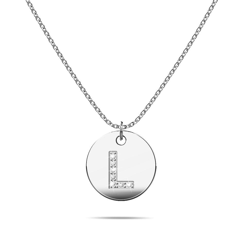 Initials Fabulous Alphabet Letter Necklace White Gold Layered Steel Jewellery - 46