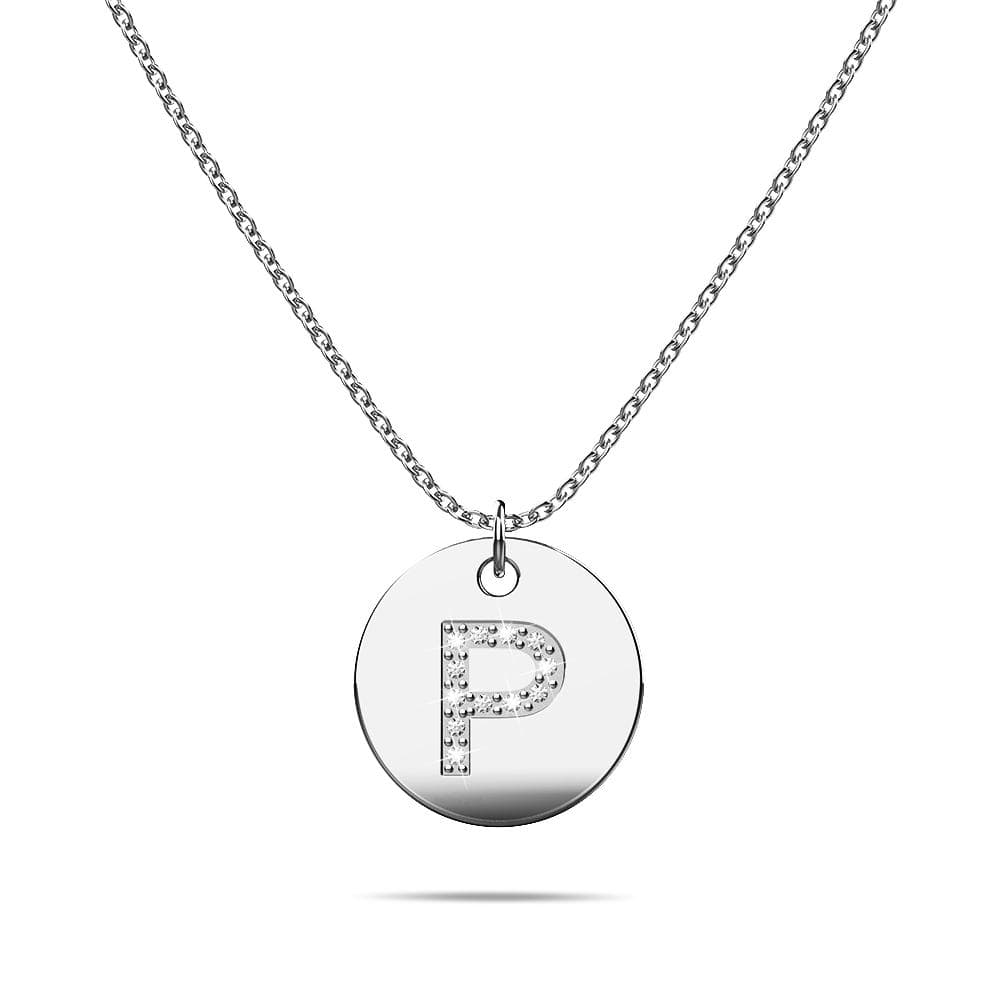 Initials Fabulous Alphabet Letter Necklace White Gold Layered Steel Jewellery - 62