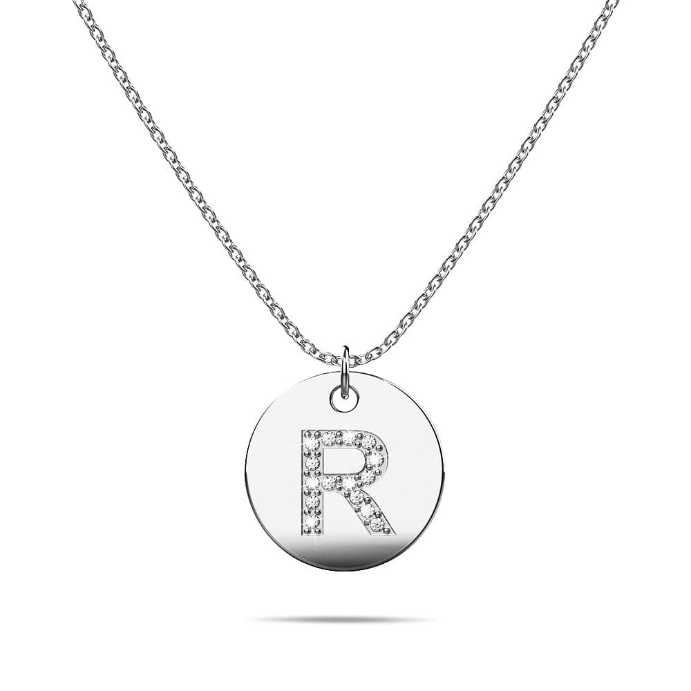 Initials Fabulous Alphabet Letter Necklace White Gold Layered Steel Jewellery - 70