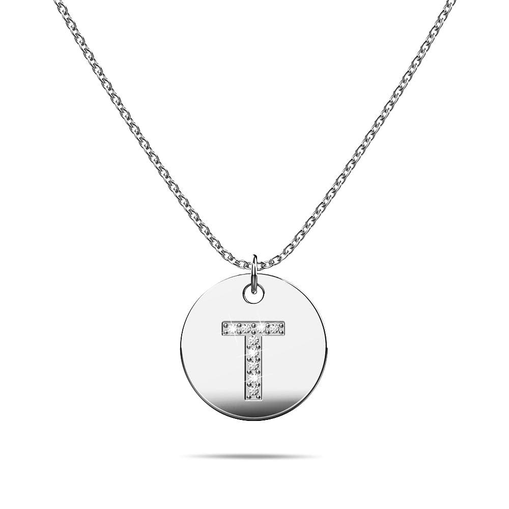 Initials Fabulous Alphabet Letter Necklace White Gold Layered Steel Jewellery - 78