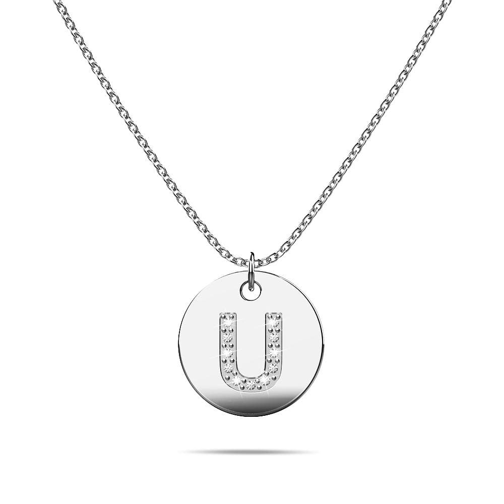 Initials Fabulous Alphabet Letter Necklace White Gold Layered Steel Jewellery - 82