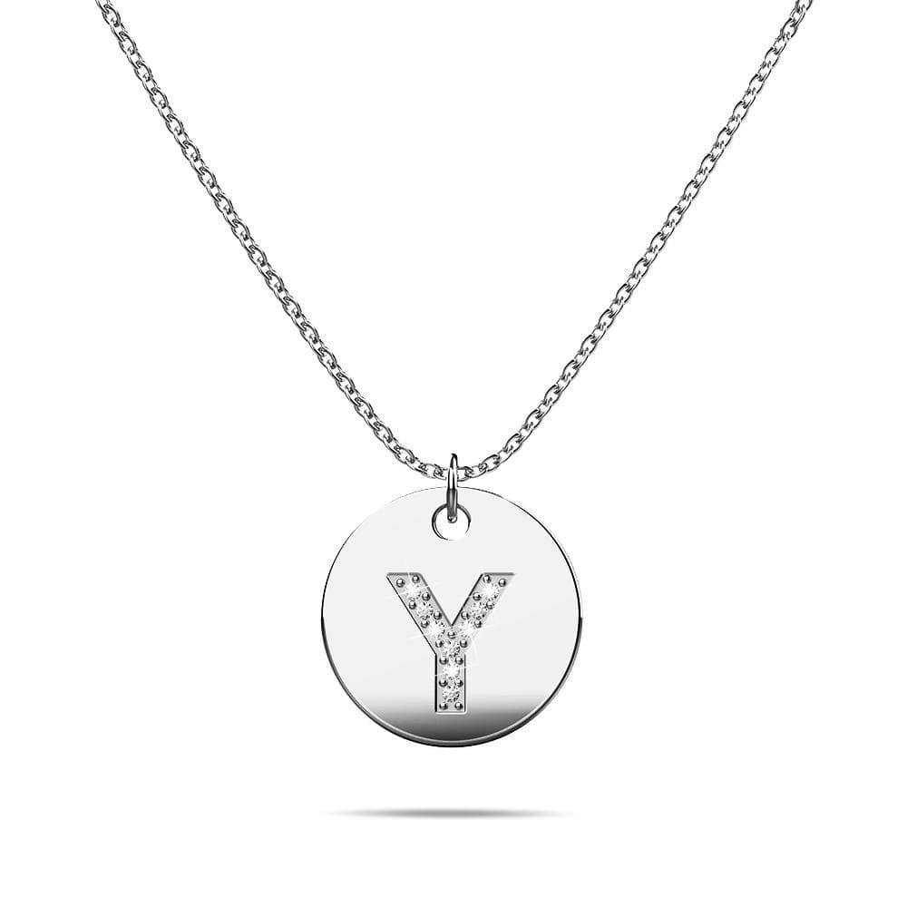 Initials Fabulous Alphabet Letter Necklace White Gold Layered Steel Jewellery - 98