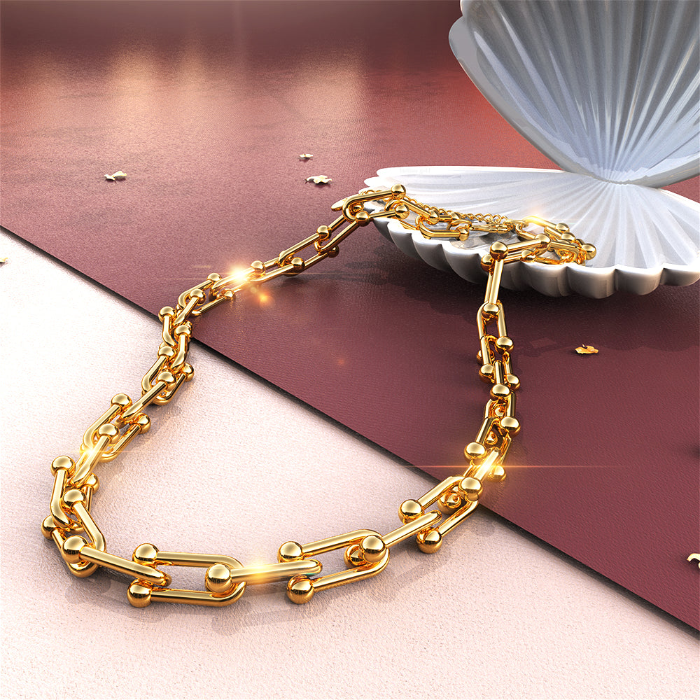 Bullion Gold U-Link Hardwear Connector Necklace in Gold