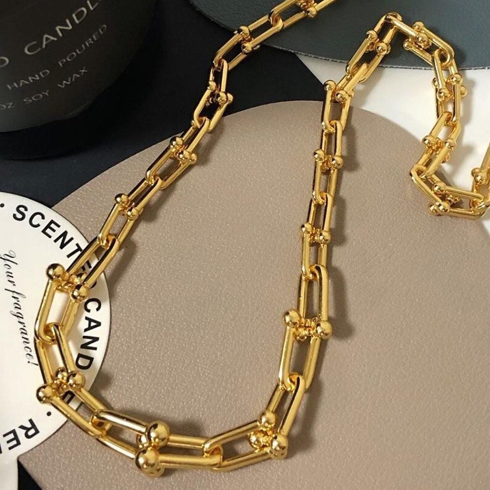 Bullion Gold U-Link Hardwear Connector Necklace in Gold - Brilliant Co