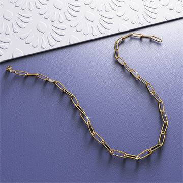Textured Paper-Clip Link Chain Necklace in Gold - Brilliant Co