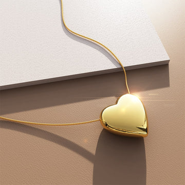 Solid Heart Necklace in Gold