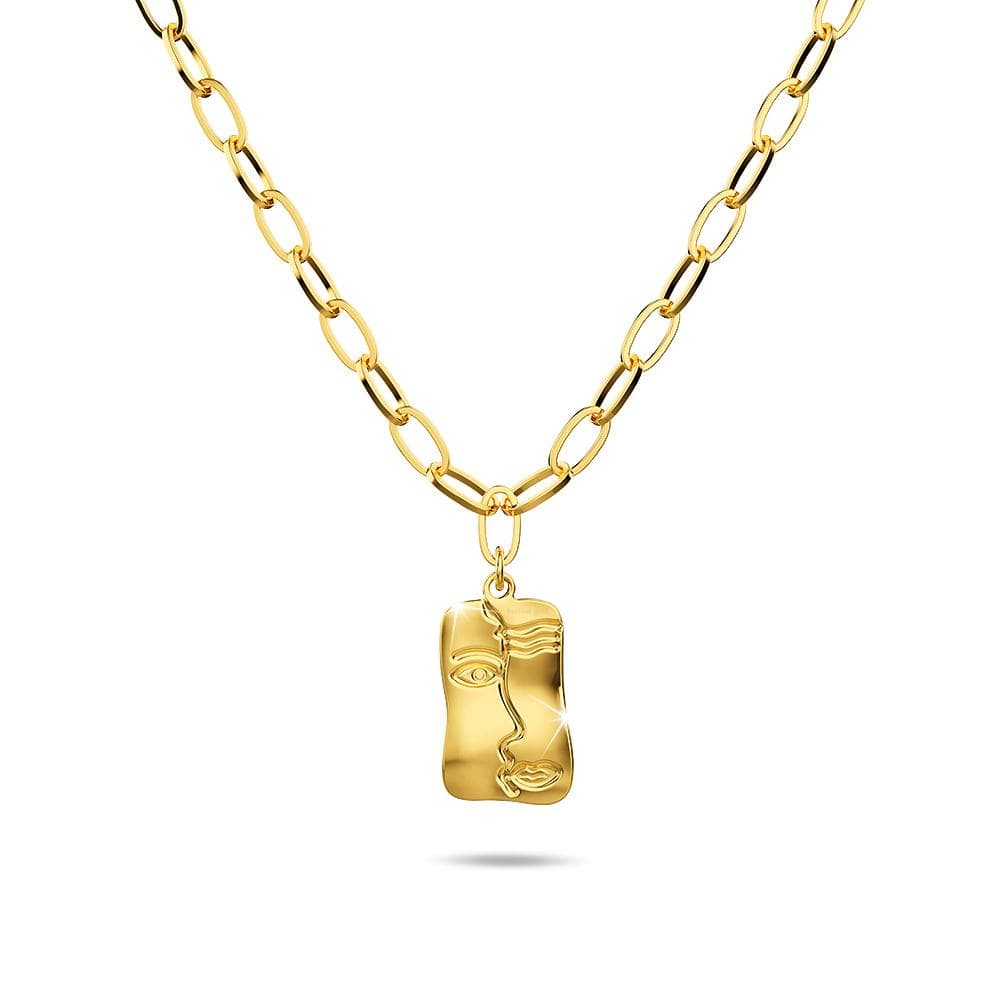 Abstract Face Necklace in Gold - Brilliant Co