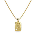 Vintage Inspired Initial Medal Gold Bar Pendant Round Box Chain Necklace - 10