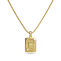 Vintage Inspired Initial Medal Gold Bar Pendant Round Box Chain Necklace - 18