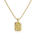 Vintage Inspired Initial Medal Gold Bar Pendant Round Box Chain Necklace - 22