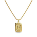 Vintage Inspired Initial Medal Gold Bar Pendant Round Box Chain Necklace - 66