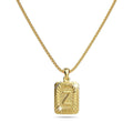 Vintage Inspired Initial Medal Gold Bar Pendant Round Box Chain Necklace - 102
