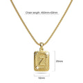 Vintage Inspired Initial Medal Gold Bar Pendant Round Box Chain Necklace - 104