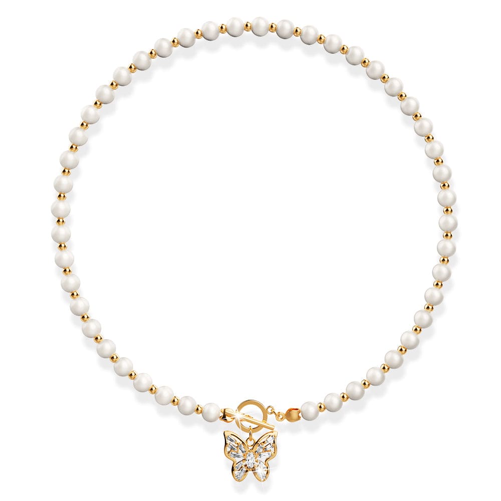 Pearl Butterfly Toggle Closure Necklace in Gold - Brilliant Co