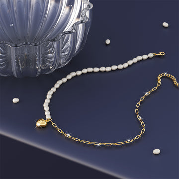 Adora Pearl Link Chain Necklace in Gold