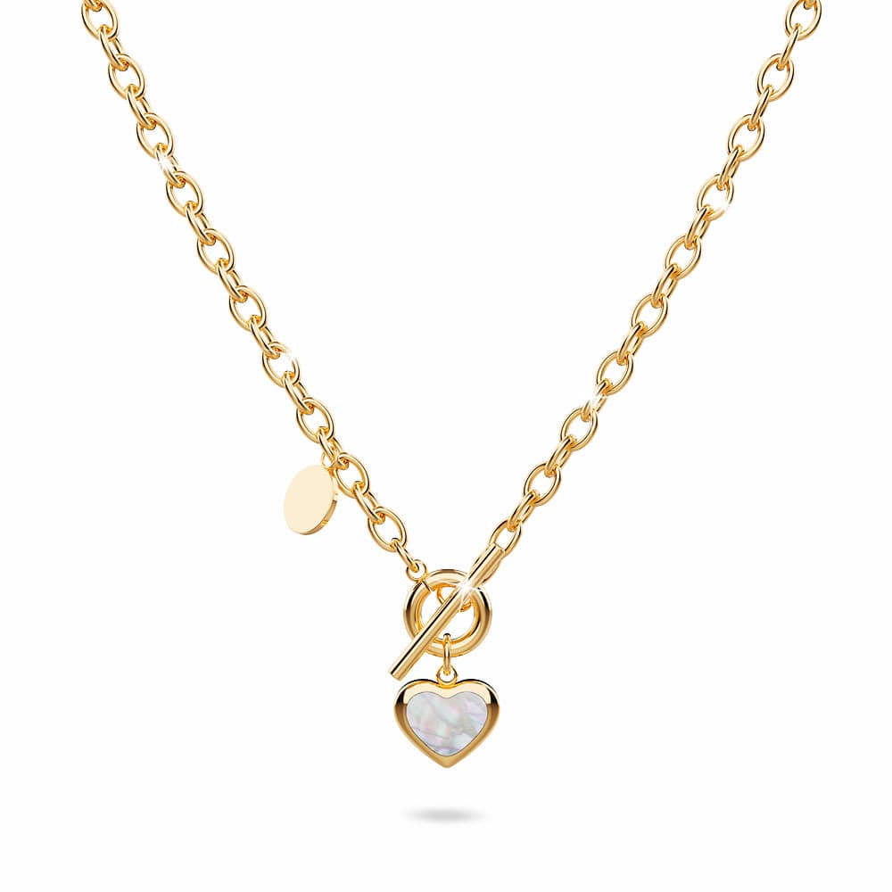 Gloria Chunky Heart Toggle Closure Necklace in Gold - Brilliant Co