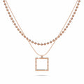 Layered Square Pendant Necklace in Rose Gold - Brilliant Co