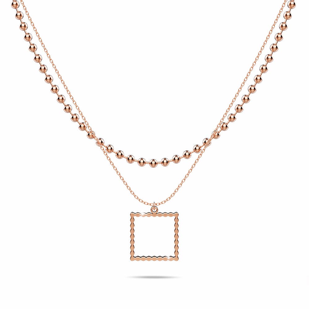 Layered Square Pendant Necklace in Rose Gold - Brilliant Co