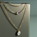 3-Layered Evil Eye Gold Layered Necklace