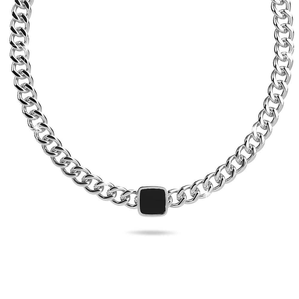 Forde Titanium Cuban Chain Acrylic Bar Necklace