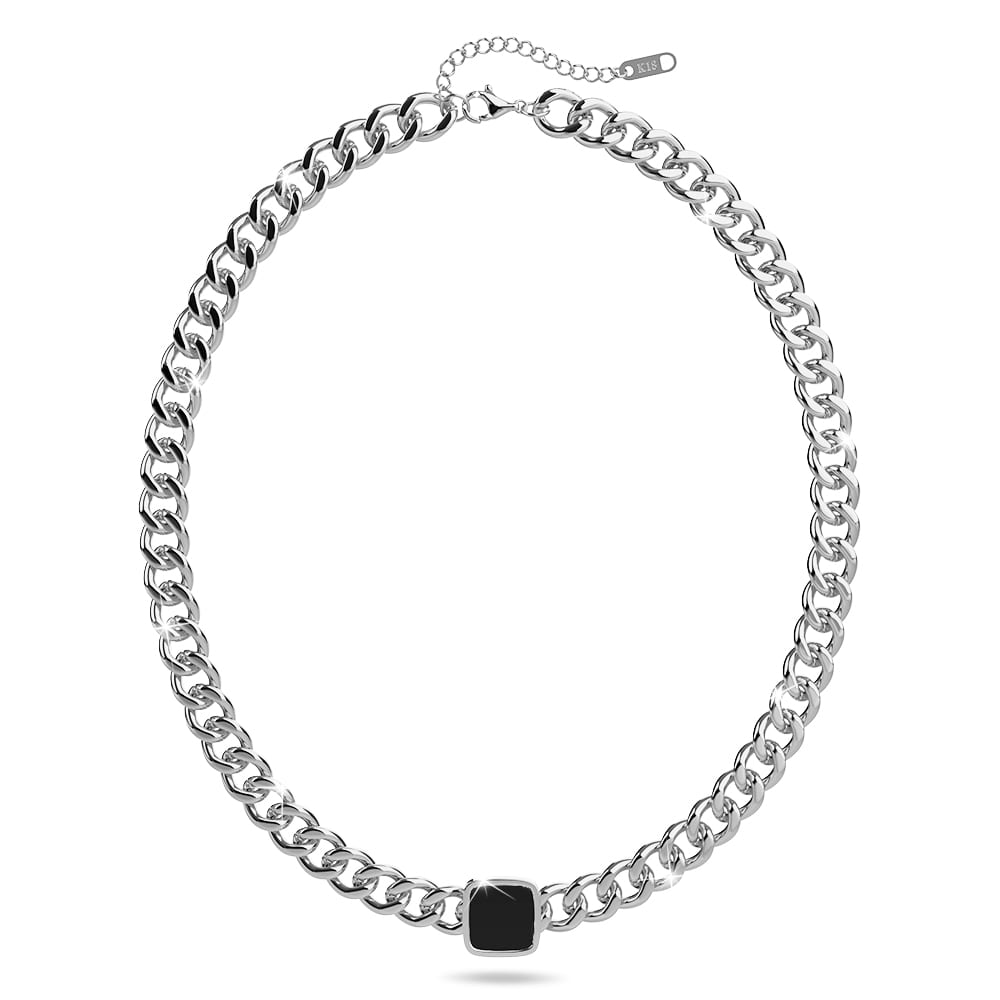 Forde Titanium Cuban Chain Acrylic Bar Necklace