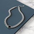 Forde Titanium Cuban Chain Acrylic Bar Necklace