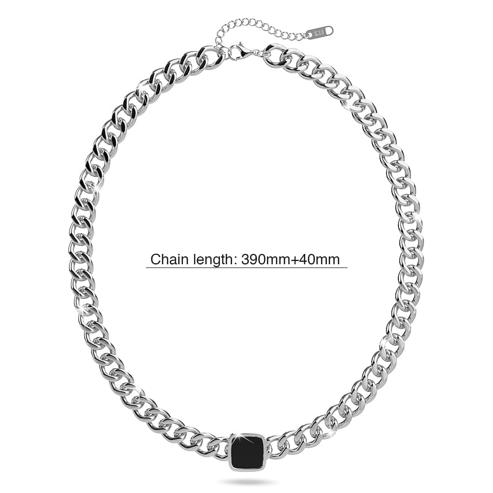 Forde Titanium Cuban Chain Acrylic Bar Necklace