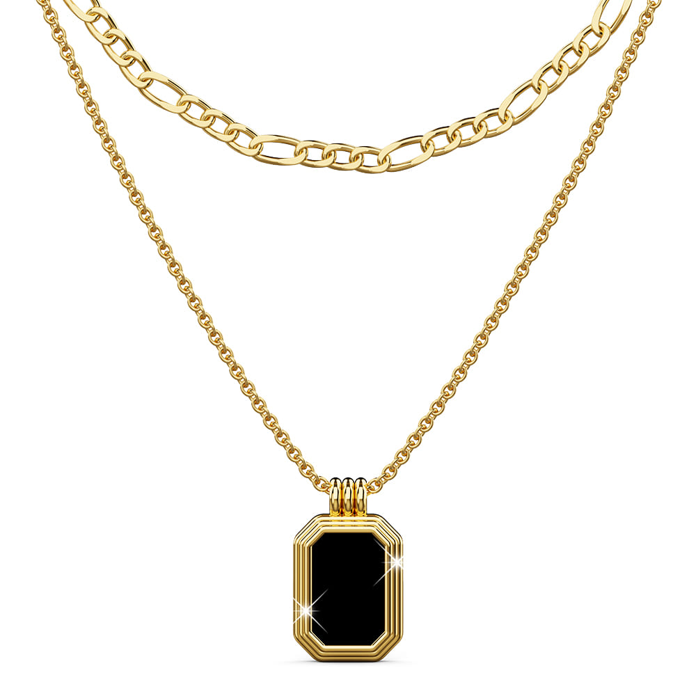 Gilded Noir Black Shell Necklace in Gold