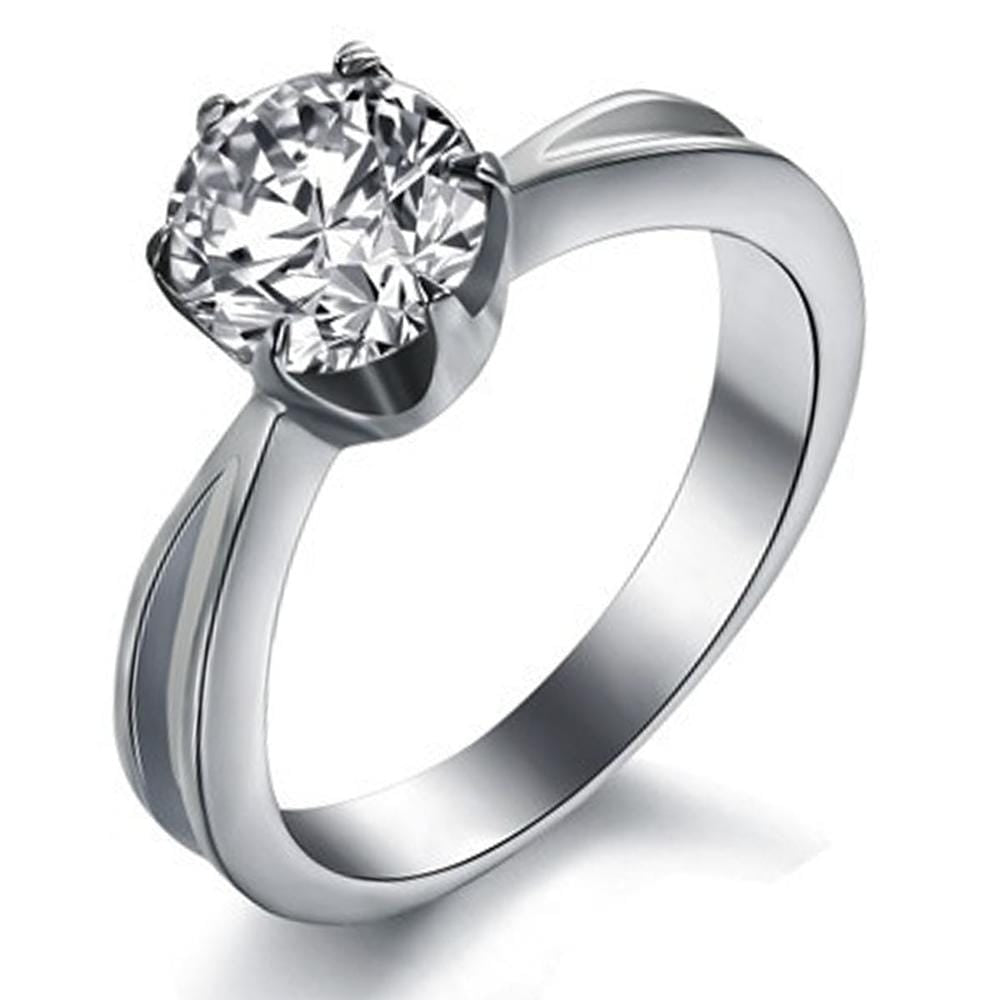 Solid Crystal Rings Bullion Gold Split Shoulder White Gold Zirconia Crystal Ring