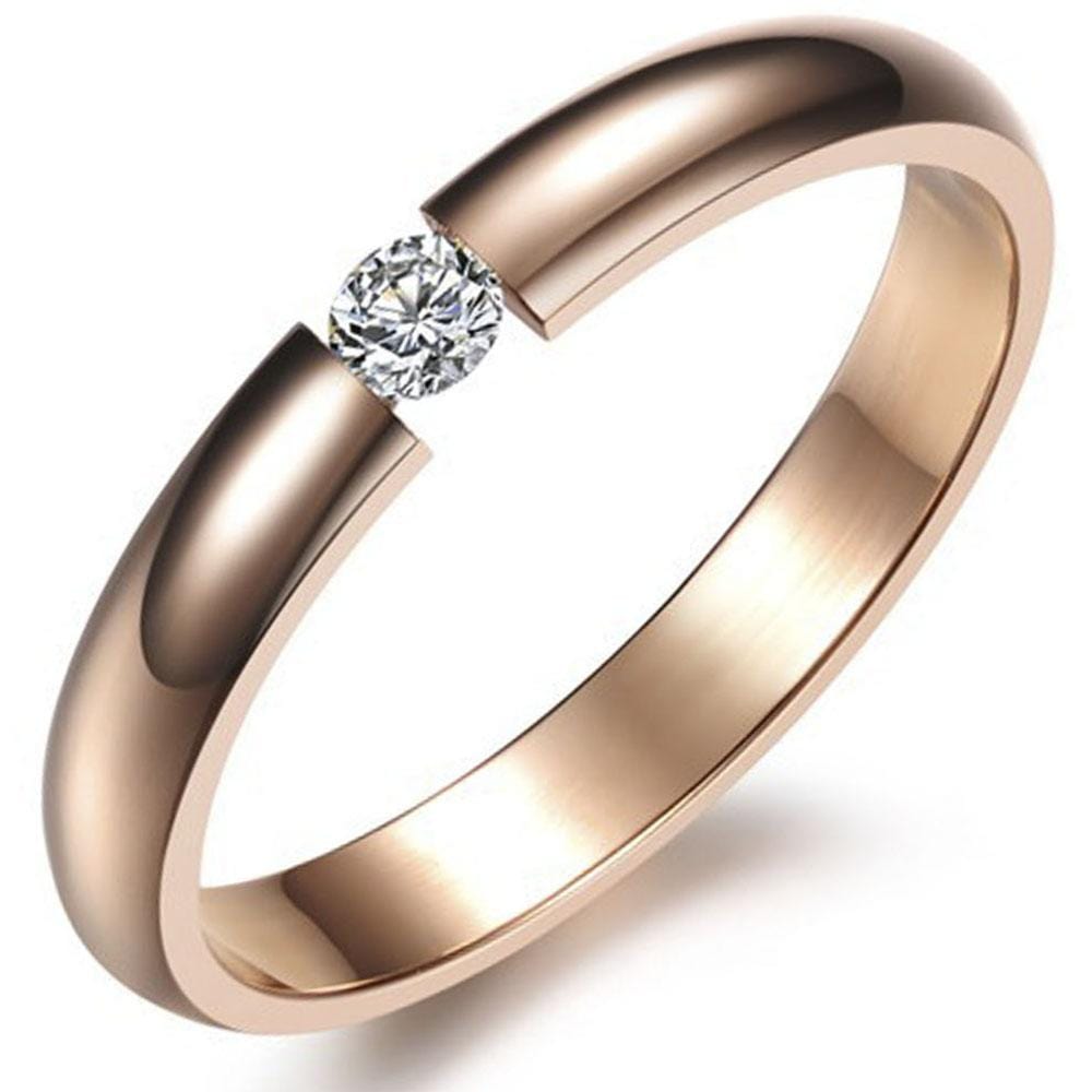 Crystal Setting Ring Bullion Gold Crystal Tension Rose Gold Zirconia Crystal Ring