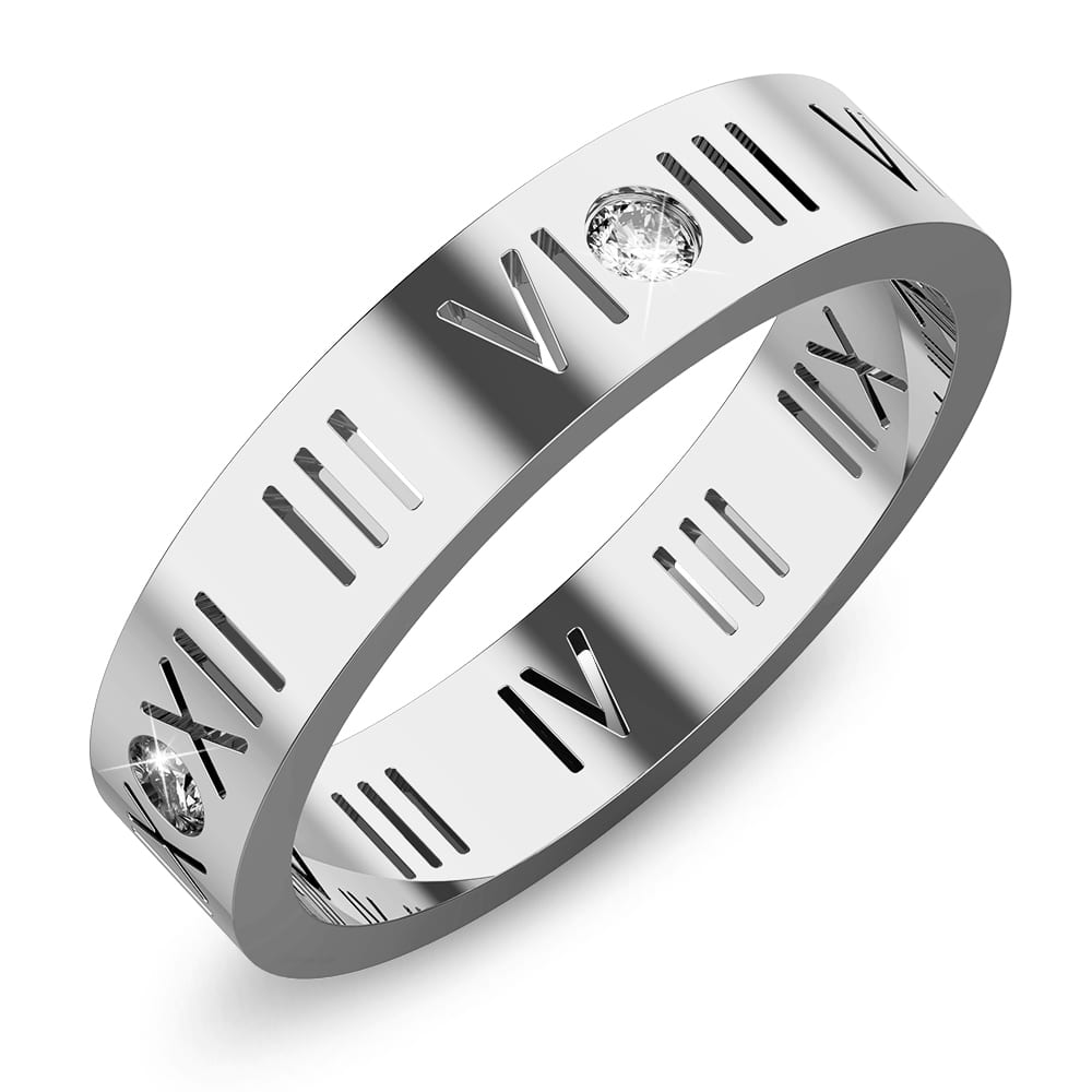 Romanian Numeral Ring In White Gold