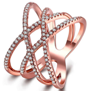 Bullion Gold Intersection Ring in Rose Gold