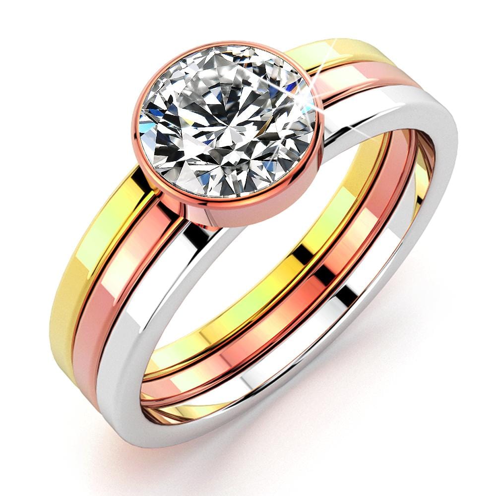 Britney Tri-Tone Stackable Ring