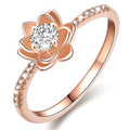 Modern Lotus Flower and Created Diamonds Accent Rose Gold Layered Band Ring