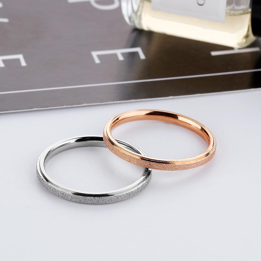 Glitter Textured Stackable Band Ring in Rose Gold Layered Steel Jewellery
