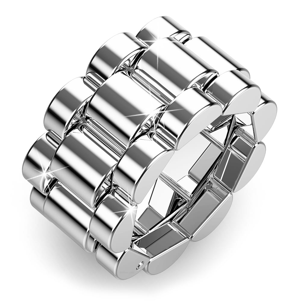 Oyster White Gold Layered Stainless Ring