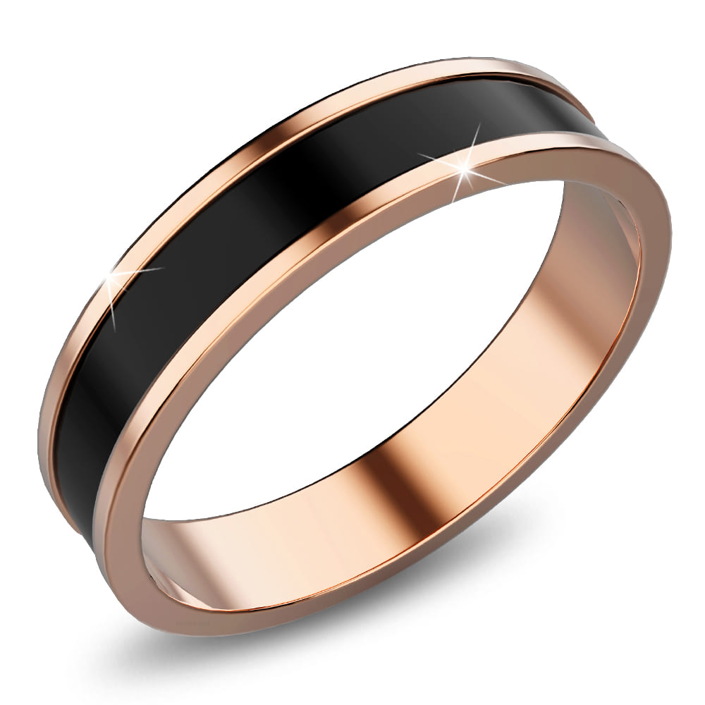 Ceres Timeless Ring Black Enamel Ring in Rose Gold