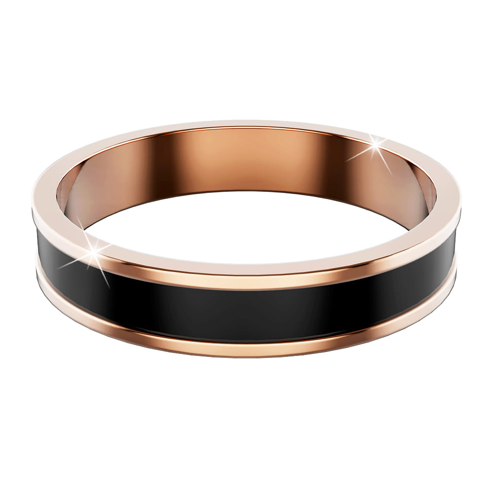 Ceres Timeless Ring Black Enamel Ring in Rose Gold