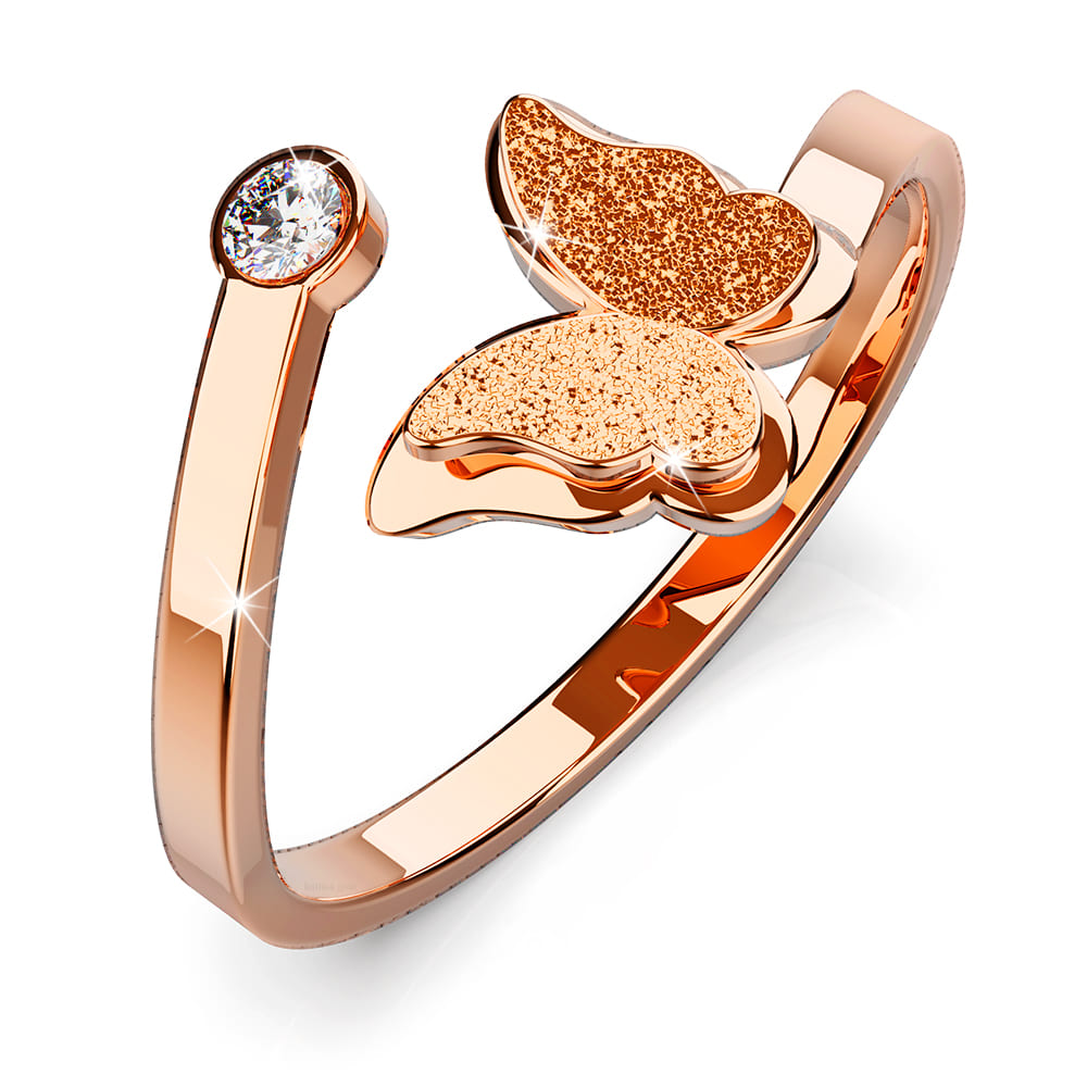 Bullion Gold Mimsy Rose Rose Gold Zirconia Crystal Ring